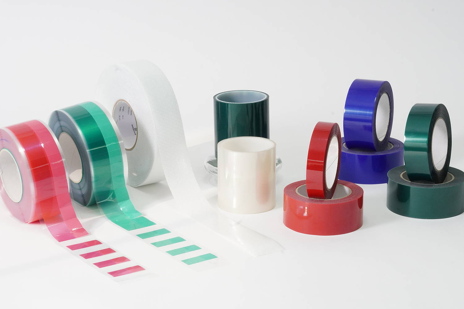 <ul><li>Silicone adhesive tapes available in:</li></ul>
- rolls (single sided, single sided with siliconised backside and double sided versions),
<ul></ul>
<ul></ul>
- tabs
<ul></ul>
<ul></ul>
- log&nbsp;&nbsp;